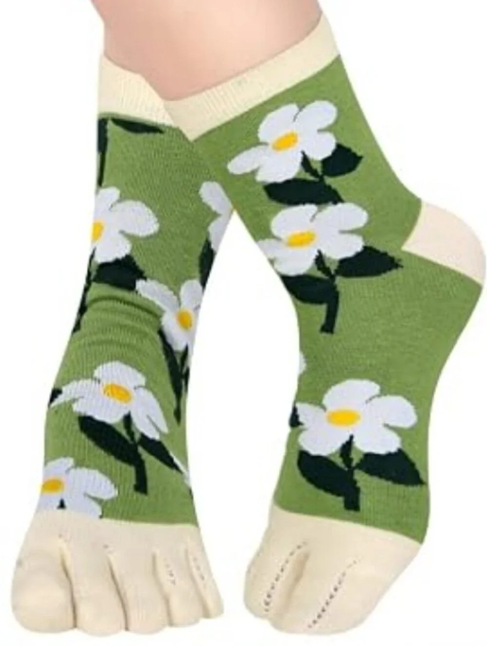 NWT 2 Pair Floral Five Toe Cotton Socks Womens SIZE  5-8